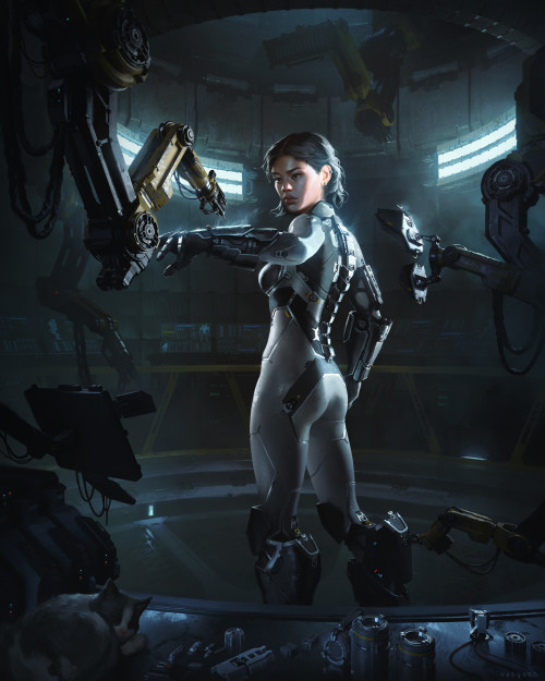 manfrommars2049:Exo Suit Maintenance by Cristian Alberto Vasquez via ImaginaryTechnology