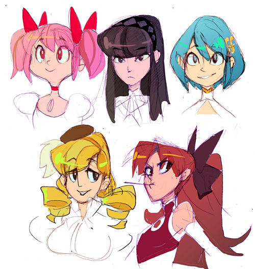 nargyle:  A study in stylizing diverse girl faces, brought to you by magical girls.