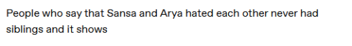 I'm Going To Take This As Stansas Indirectly Admiting That They See Sansa Stark As Flawless, That's Why