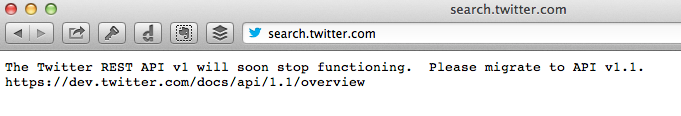 In which Twitter informs itself that it needs to upgrade to the new API version.