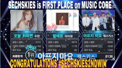 We made it again! Congratulations on the 1st place on MBC Music Core! #SECHSKIES2ndWIN