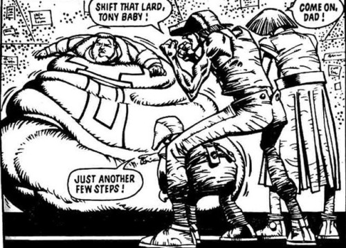 fumbledeegrumble:  hedonisticfeedee:Some old Judge Dredd comics.  Again, I’m amazed at the feedist community’s utter lack of standards when it comes to what they showcase as spank material.Like you’re jacking it to one of the scummiest examples