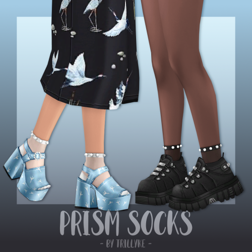 trillyke:trillyke:Prism Socks Colourful sheer socks with white pearls around the ankle. custom thumb