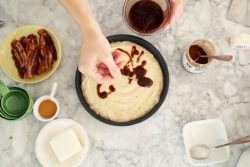 sweetoothgirl:  Maple Bacon Cinnamon Roll Cake  