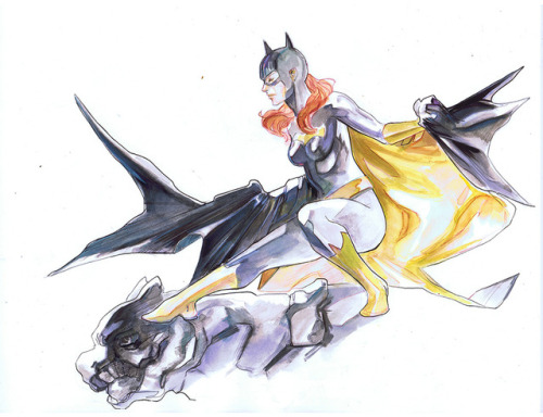 petervnguyen: batgirl watercolor pre commission for eccc2017cya guys there . Table d3