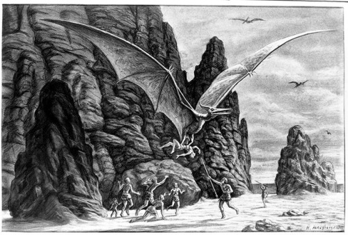 Ray Harryhausen drawings for the 1966 fantasy movie, One Million Years B.C., starring Raquel Welch.