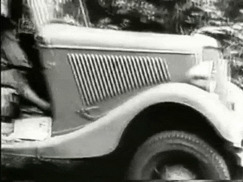 moonlightmurders:Footage of Bonnie and Clyde’s car following the fatal ambush on May