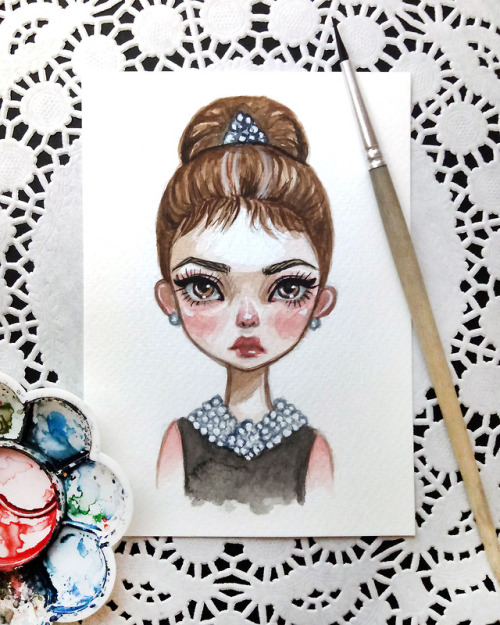  My love Holly GolightlyWatercolor postcard. Already available in my Etsyhttps://www.etsy.com/shop/B