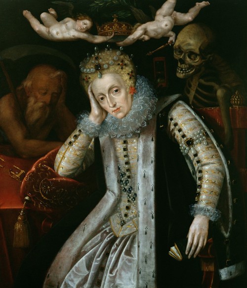 Allegorical Portrait of Elizabeth I with Death, Old Father Time, and two Cherubs, ca. 1610  