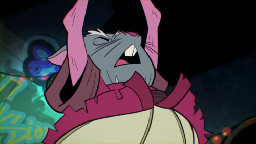 Anothee set of underwear scenes from Master Splinter. This time, in the episode Mascot Melee, he unwittingly suffers from a raggedy robe, revealing his briefs.