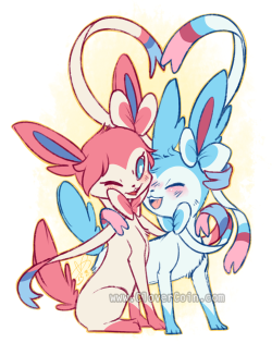 doodleloser:  A spin off doodle of my Eevee Couple. Both of my “dream babies” after they evolve into Sylveons together! Ahhhh, some day. Some day. &lt;3 