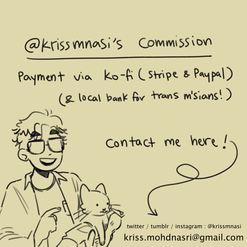  My commissions are finally open again! I’d really like to have extra money for transit during