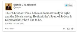     think-progress:  We rounded up 20 of the craziest tweets from the man who could be Virginia’s next Lt. Governor (you’re not going to believe it)   Blacktexassmuscle wrote: “Bishop” Jackson is not the arbiter of religion. Questions to ask