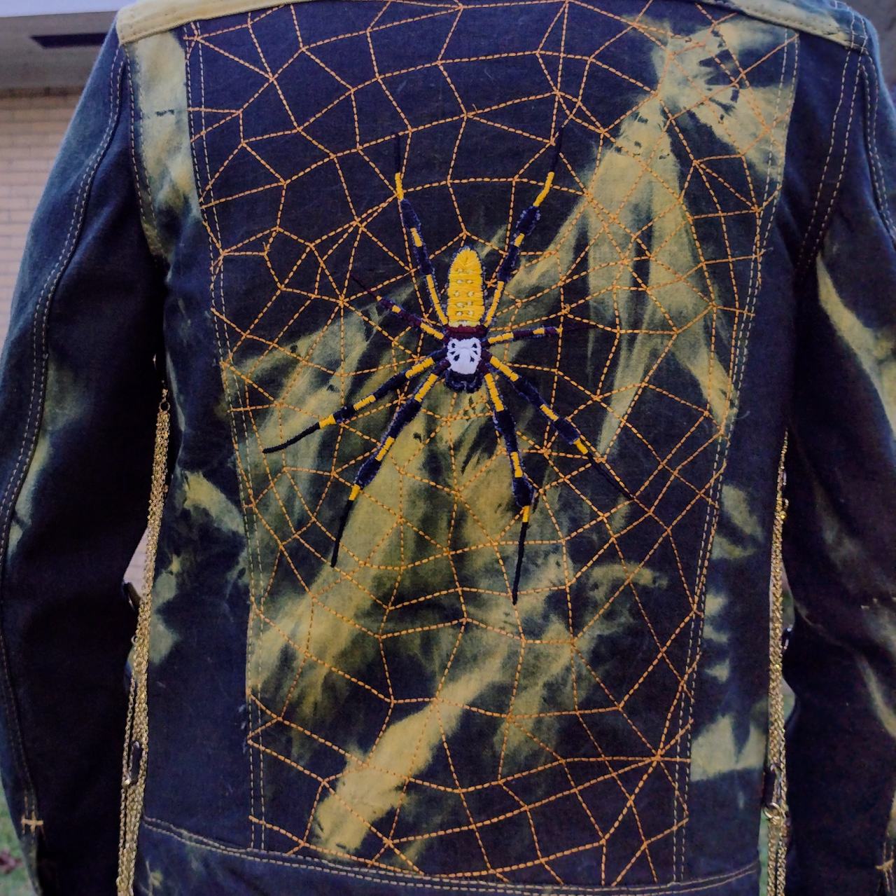 bananapeppers:“Golden Silk Orb Weaver” denim jacket and hand ...