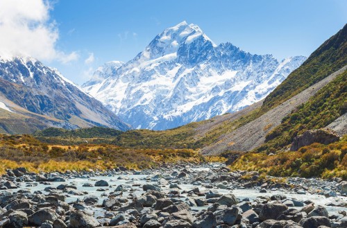A view of Aoraki/Mount Cook from the South Island’s Hooker Valley track.Teradat Santivivut