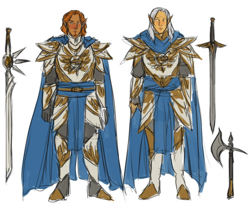 some sketchy concepts for Silmallari (my ESO OC and commander of the Mages’ Guild Lamp Knights) and 