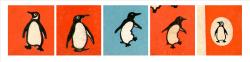 dinkywinks: michaelmoonsbookshop: just some of the the changes in design for the Penguin Symbol on old Penguin Paperbacks  he did a little dance and for this crime he was imprisoned in a bubble 