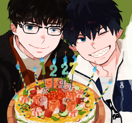 flower-of-assiah:★ { Ao no Exorcist / 青の祓魔師 }  : Rin & Yukio★↳ Kato’s annual birthday art for Rin & Yukio! (12/27)

(´꒳`)♡ (cleanup/edit) - source from Kato’s twitter ( ★ ) 