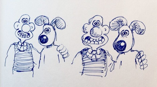 weirdlandtv:Early designs and sketches of Wallace and Gromit by their creator, Nick Park.On my blog 