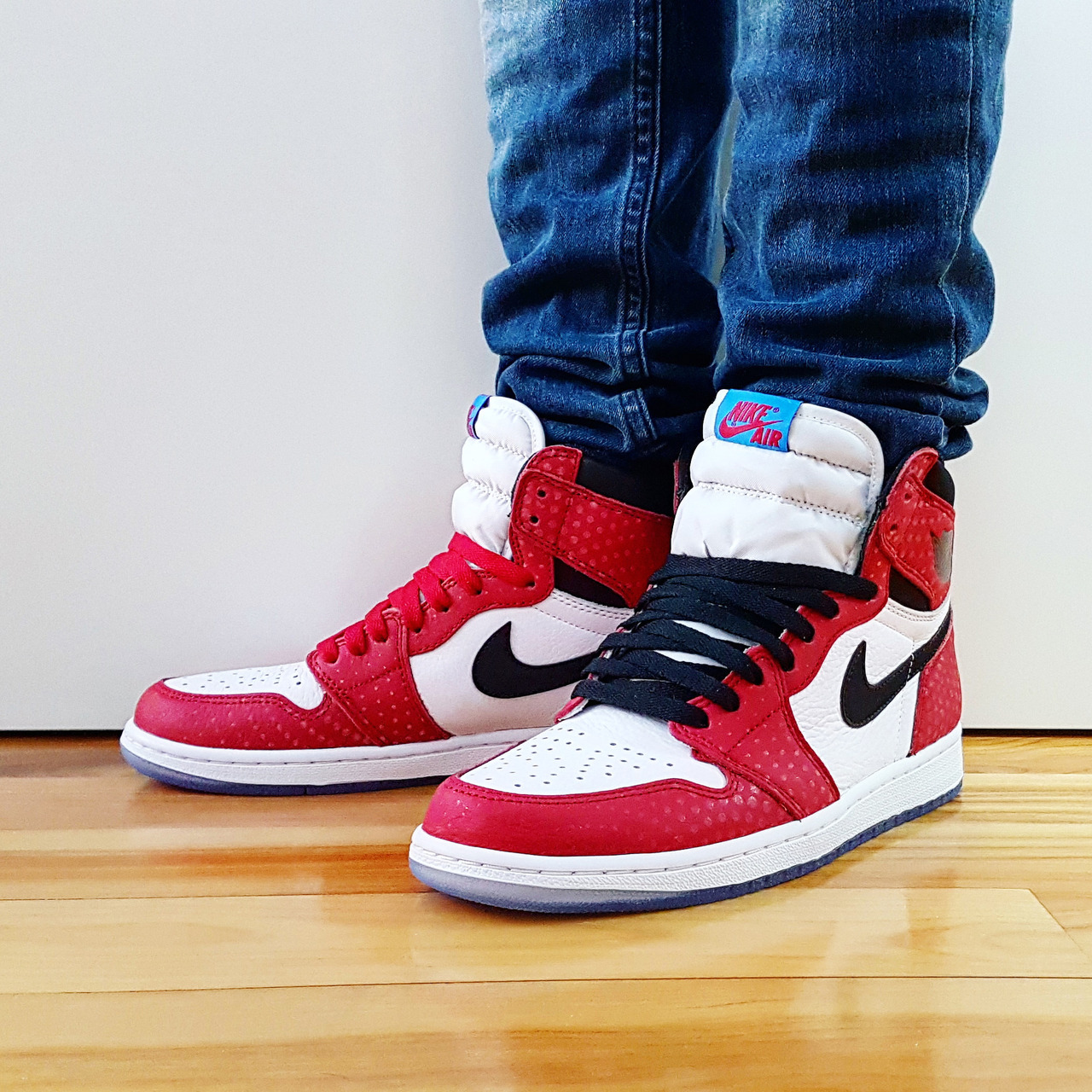 jordan 1 spider verse on feet