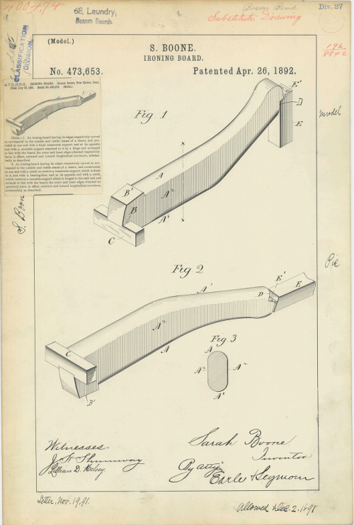 Inventor and dressmaker Sarah Boone’s ironing board was patented on 4/26/1892. She was the sec