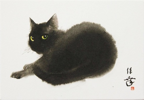 redlipstickresurrected: Enoki Toshiyuki  aka 榎俊幸 aka Toshiyuki Enoki aka 榎木利行 (Japanese, b. 1961, Tokyo, Japan) - Black Cat  Paintings