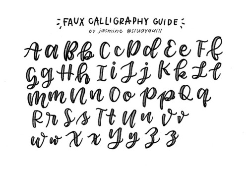 studyquill: faux calligraphy guide! made with an ohto graphic liner and zebra sarasa gray pen check 