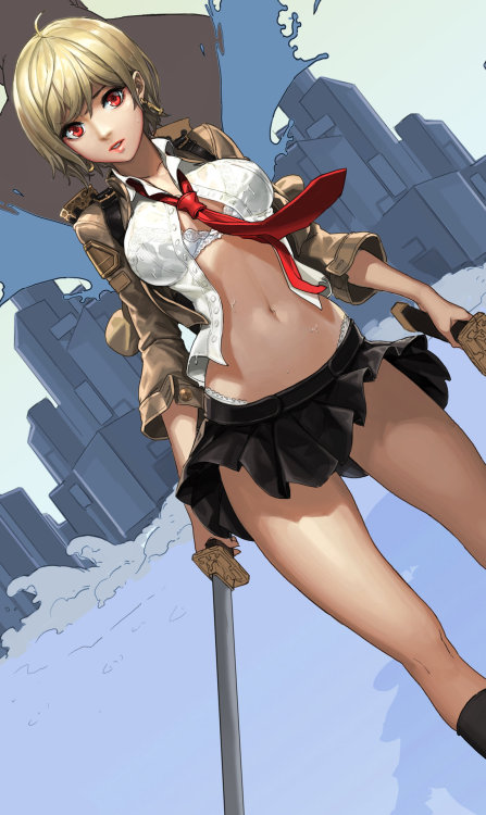 best-hentai-ever:  Her dual wield sword technique does nothing for her wardrobe.. via /r/ecchi http://ift.tt/1ItZSgy Thanks, Testsubject28 of reddit!