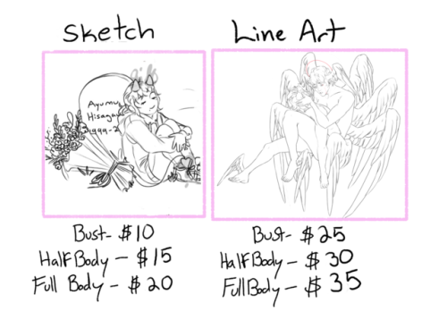 Hey guys! I’m opening commissions again! Please Reblog if you can, I need to save up for college nex