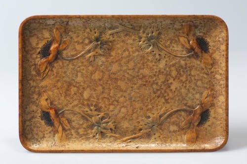 Saint-André De Lignereux, Leather works, 1 Writing portfolio with wild teasel stem, 1900. Calfskin, 