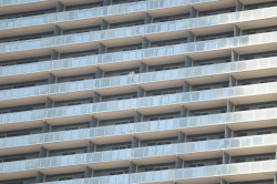 So I see this couple on about the 25th floor. This is what it looks like from the street.