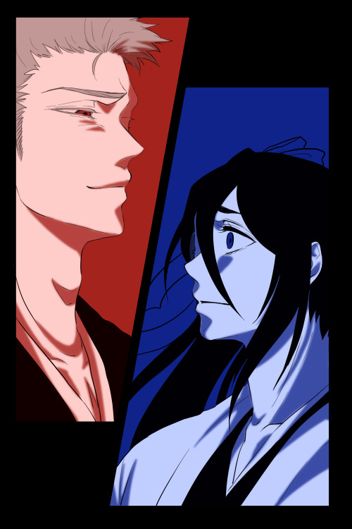 Some blue x red ichiruki drawings I’ve done since the bleach exhibition key visuals droppedHap