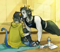 windurawingardium:  At first I was like “aww, that’s pretty cute” but then I realized Equis is holding down her feet because she’s doing sit-ups SO THEY’RE EXERCISING TOGETHER AND HE’S KISSING HER FOREHEAD AND OMG 