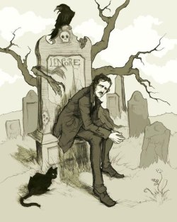 obsessivelygalahad:  medacris:  inquisitor-aesthete:  The dark and murky worlds in which you want to stay.  Edgar Allan Poe and H.P. Lovecraft, masters of horror.  By the lovely Abigail Larson 