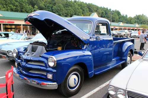 motoriginal:  Saturday Night Continued: Some great trucks at the Hawthorne Car Show, Chevies, Fords, & that sweet little green Studebaker!