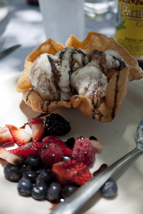 Helado de Mazapan - Peanut ice cream accompanied by a puff cruller and seasonal fresh fruit. From Papi Tino’s
Yelp