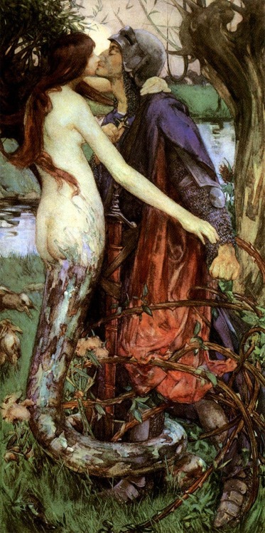 thefugitivesaint:Isobel Lilian Gloag (1865-1917), ‘The Kiss of the Enchantress’ (or ‘The Knight and the Mermaid’), 1890