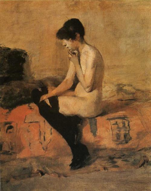 artist-lautrec:Study of a Nude, 1882, Henri de Toulouse-LautrecSize: 55x46 cmMedium: oil on canvas