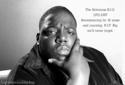 hip-motherfucking-hop:  16 years ago, we lost one of the greatest rappers to ever live. My personal favorite, the one and only true King of New York, The Notorious B.I.G.I never really felt any connection to anyone’s music but this guy spoke to me