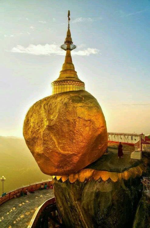 Kyaiktiyo Pagoda (also known as Golden Rock) is a well-known Buddhist pilgrimage site in Mon State, 
