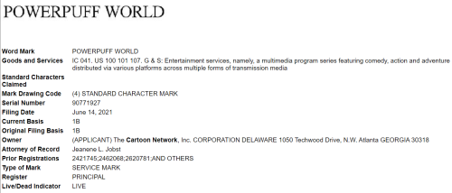 fly-pow-bye: On June 14th, Cartoon Network has trademarked the phrase “Powerpuff World”, using the s