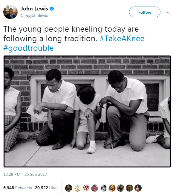 cartnsncreal:   Kneeling is a very respectful, thoughtful and powerful means of “protest.”