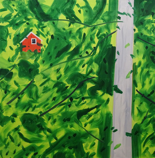 Red House 1   -    Alex Katz, 2015American,b.1927-Oil on linen. 182.9 x 182.9 cm   72 x 72 in. 