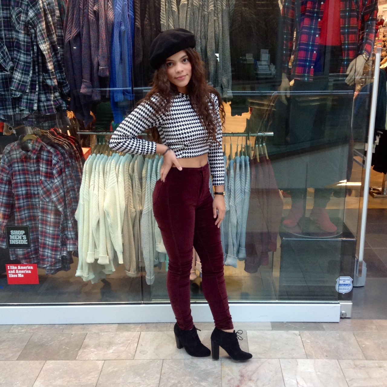 americanapparel:  Romaris, a New Jersey employee, wearing the NEW Houndstooth Crop
