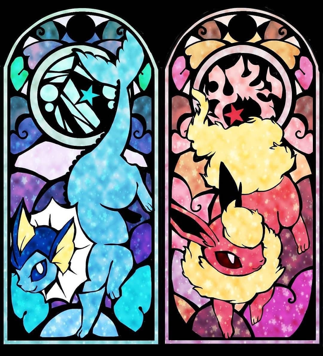 retrogamingblog:  Stained Glass Eeveelutions by Nekomeruma