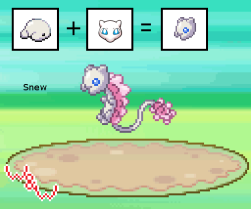 weirdandwackypokefusions: Snew Snom and Mew fusion Ice/Psychic Type Ability: Levitate The Jelly Poke