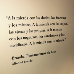 Mindofbrando:  A La Mierda Con Las Dudas, Los Fracasos Y Los Miedos. A La Mierda