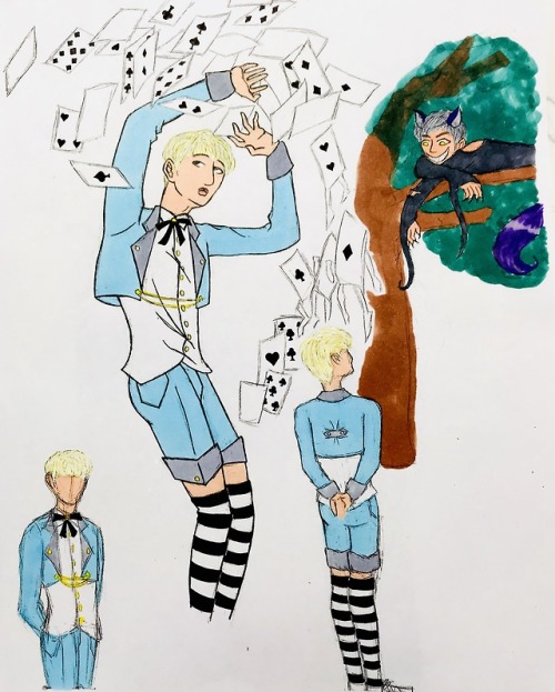 i’ve become mildly obsessed with Alice In Wonderland KNK AUs so here’s some unfinished sketches of J