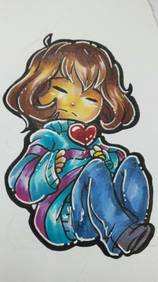 ben-bendraws:  Got me some refills of my markers and decided to draw.  Doodled me Pearl from Steven Universe and Frisk from Undertale 