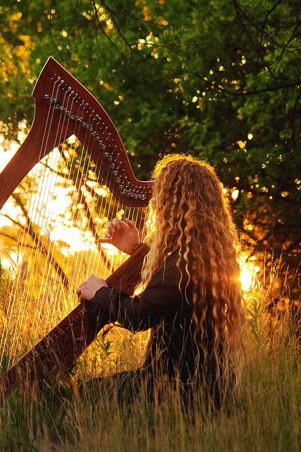 halls-of-nienna:

Harpist at sunset, II
